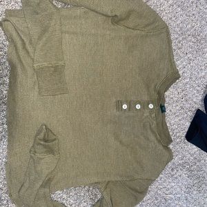Army green long sleeve cropped